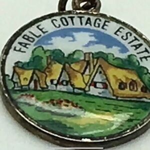 Fable Cottage Estate Victoria BC Vancouver Island Silver Plated Enamel  Charm
